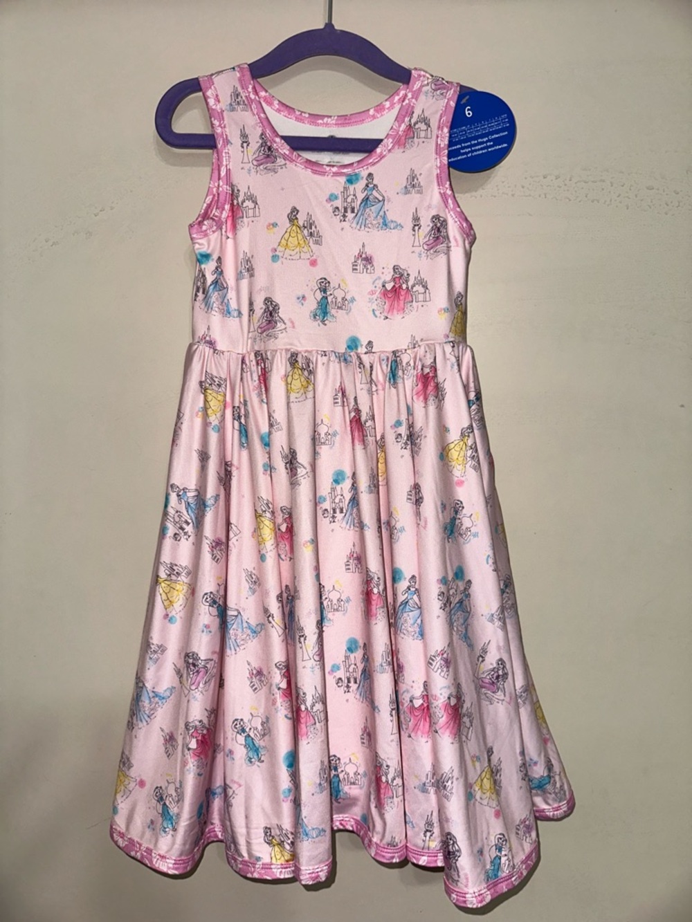 Charlie’s Project NWT Pink Disney Princess Print Sleeveless Twirl Dress
